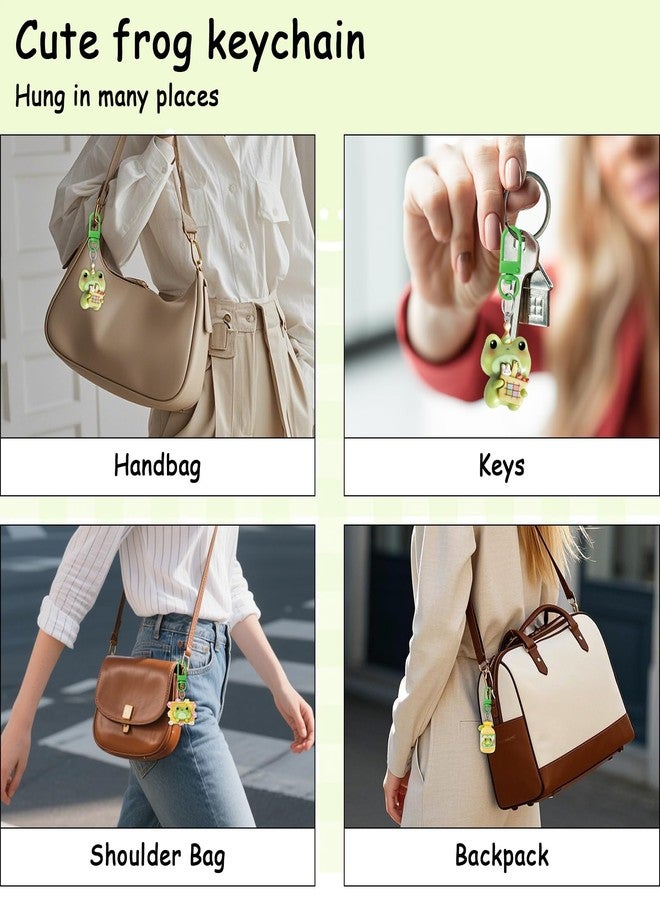 PLwelth 6Pcs Frog Keychain for Women Girls Cute Frog Key Chain Purse Charms for Handbags Backpack Wallets Keys Aesthetic Cartoon Animal Keyring Memorial Jewelry Accessories Gifts for Pet lovers - Image 2